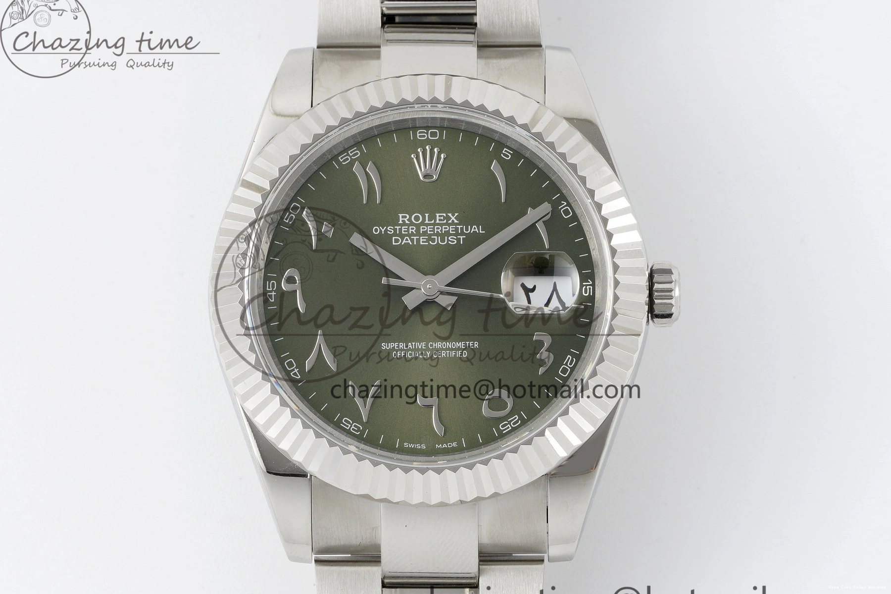 Good Copy Rolex Watches Green 41 V Oyster Steel VR3235 JDF Markers SS Dial Bracelet Sundust Arabic QuickDry DateJust 904L on 2238 0111